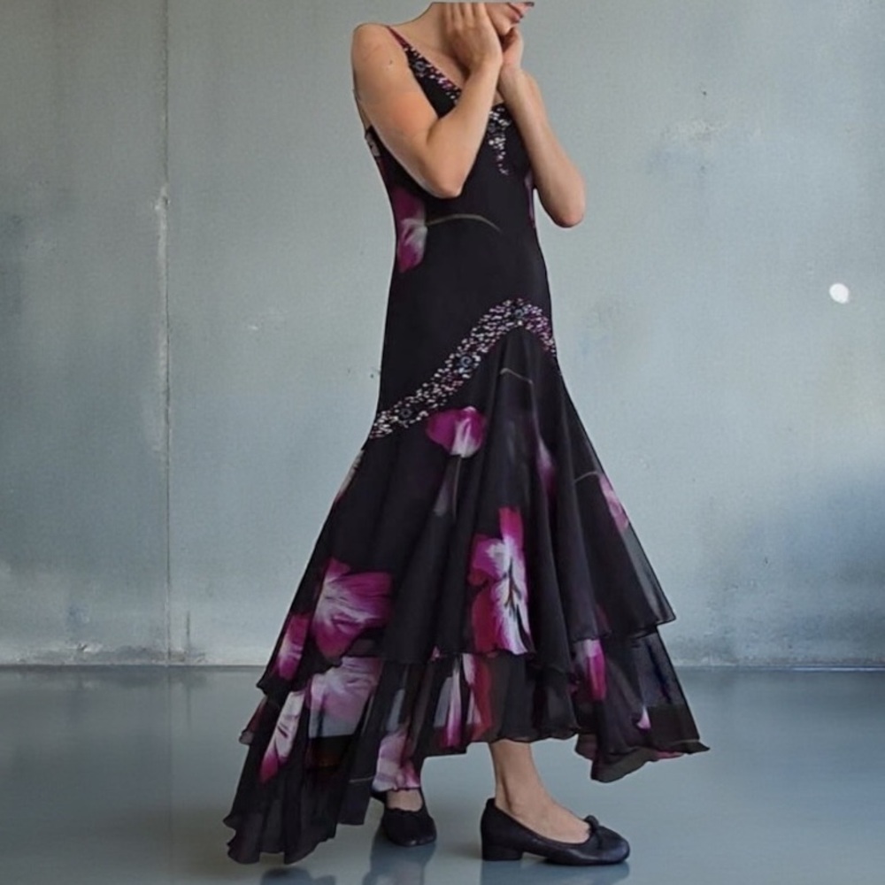 MIDNIGHT VELVET Beaded Sequin Chiffon Dress Size XL